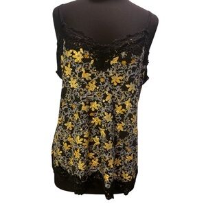 Lane Bryant Lace Black and Yellow Floral Camisole